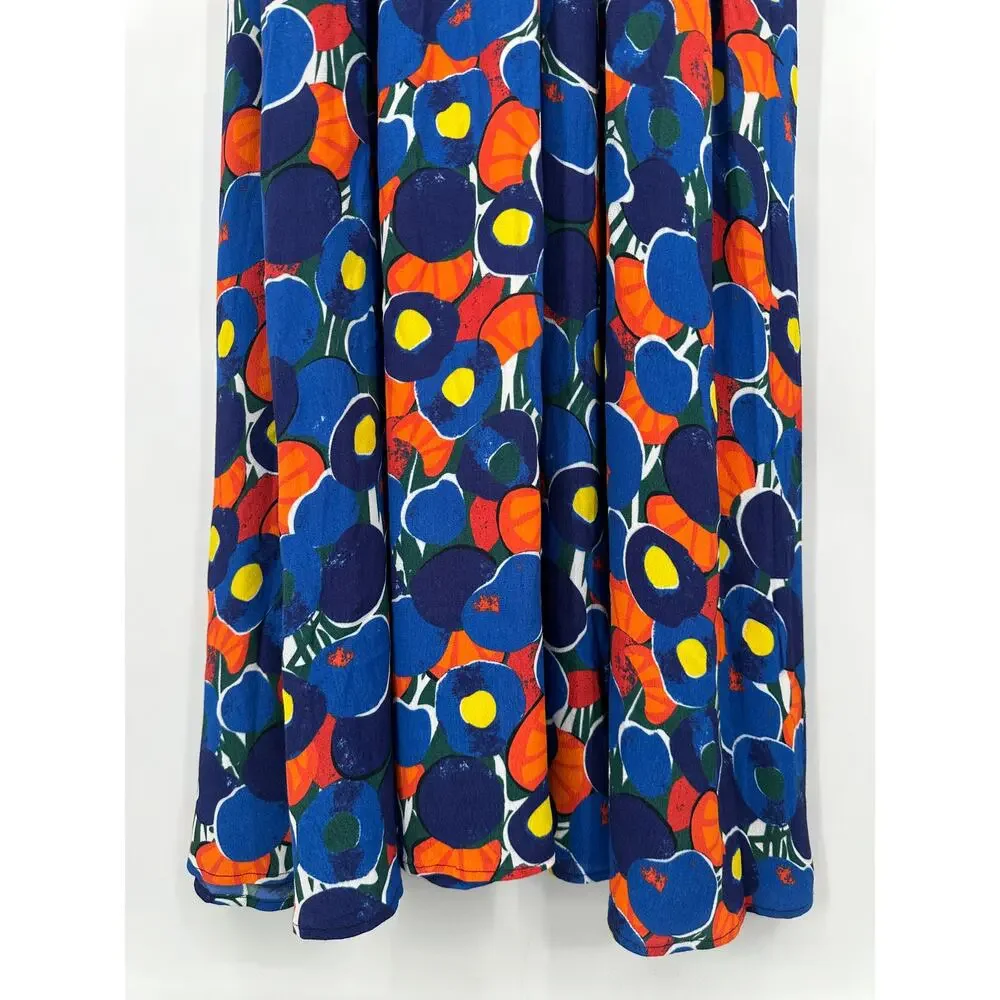 STAUD Affogato Maxi Dress V-Neck Balloon Sleeve Fruit Print Belted, Blue NWT - Picture 9 of 16